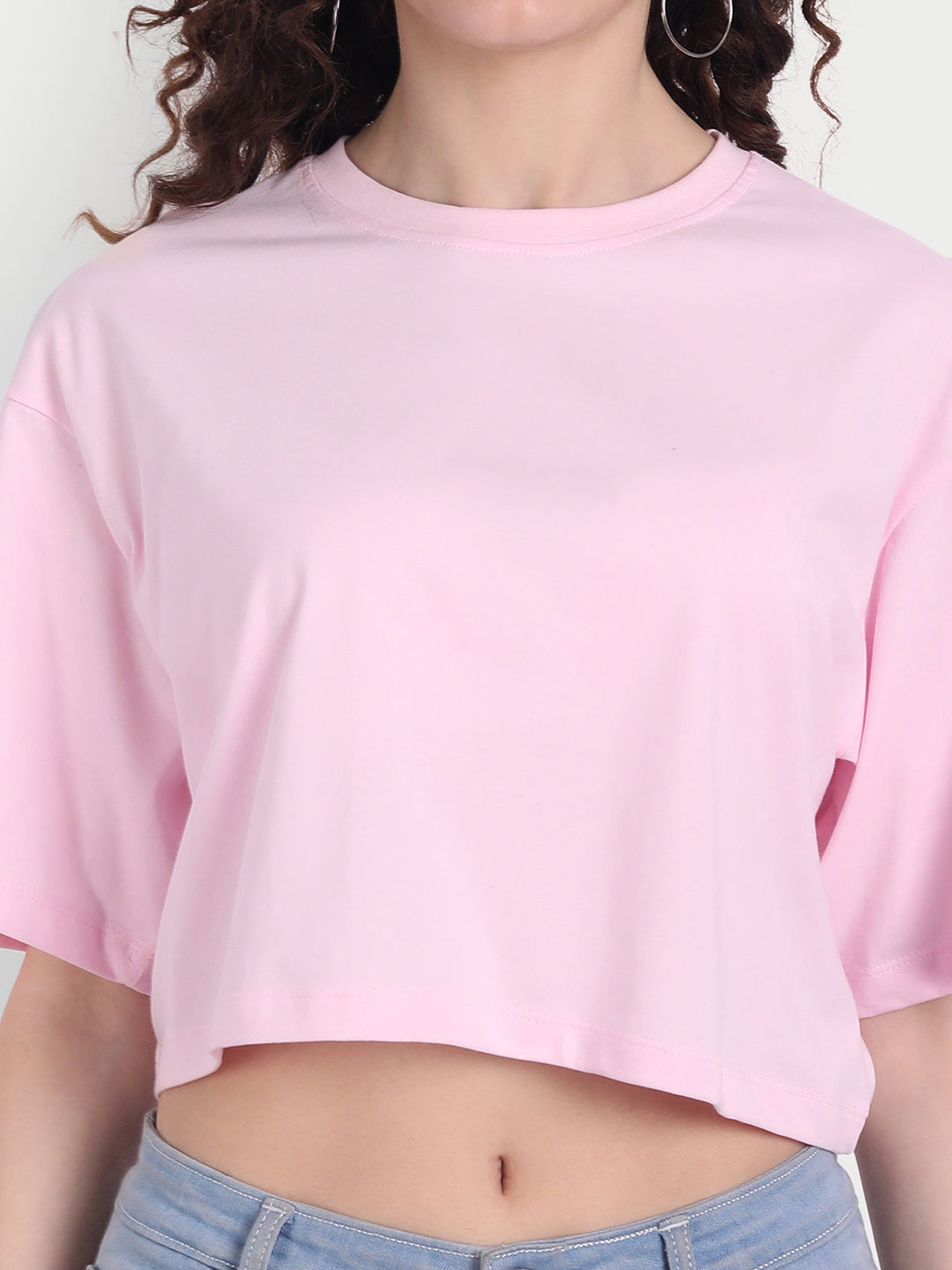 Pink Oversized Cropped T-shirt