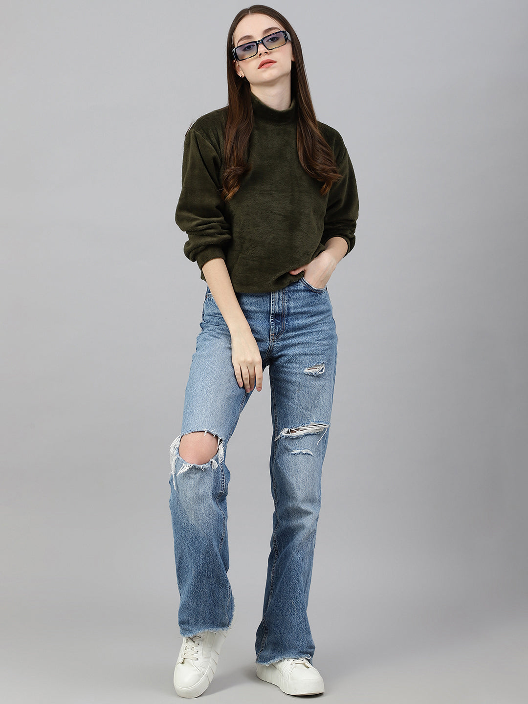 Olive Fur Top