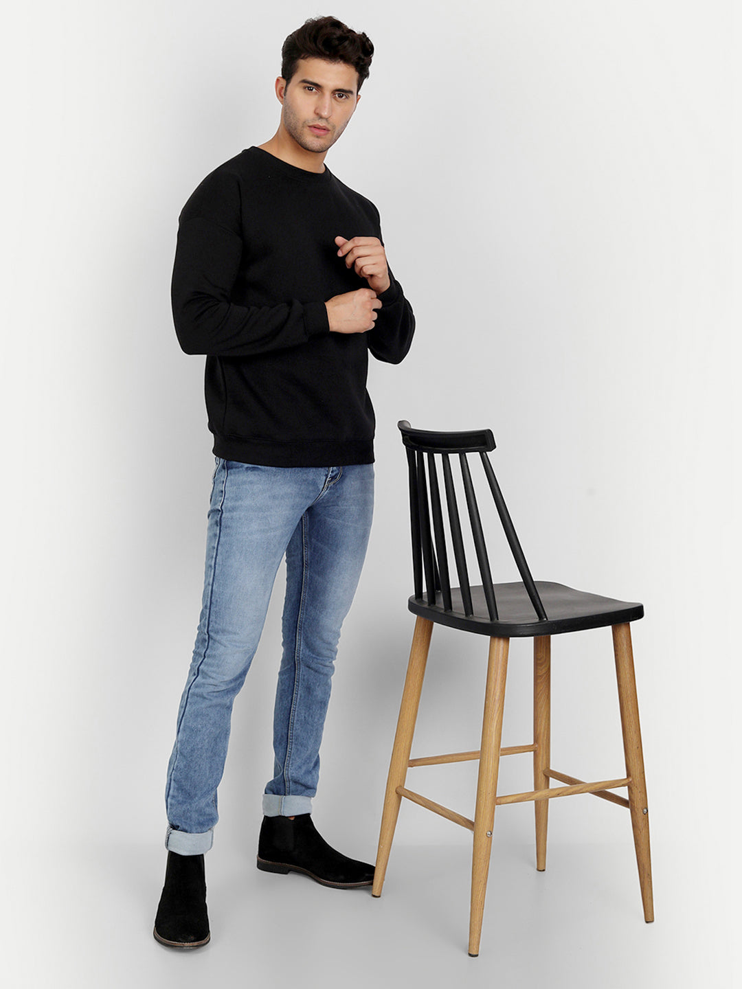Black Drop Shoulder Sweatshirt