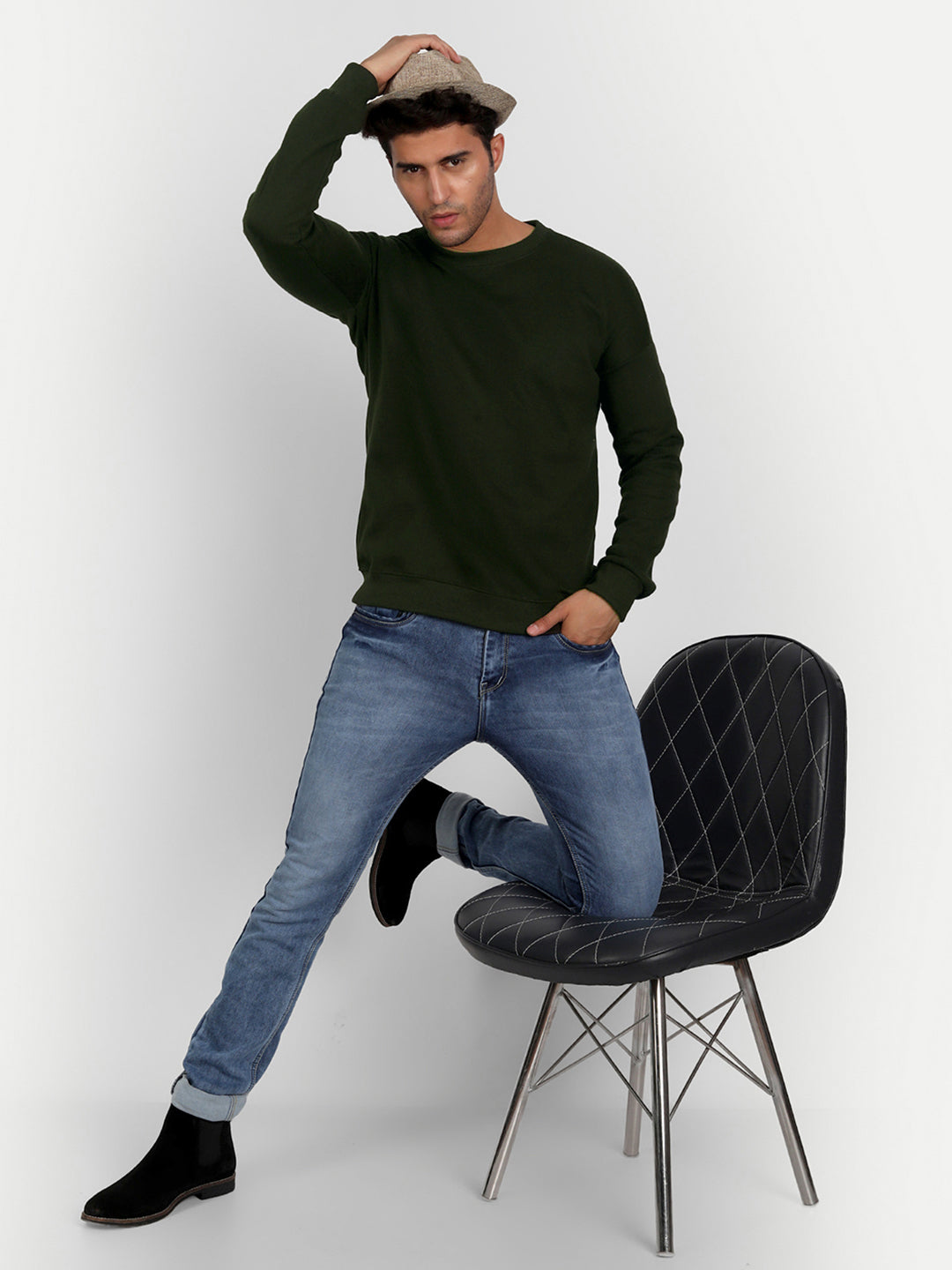 Olive Drop Shoulder Sweatshirt