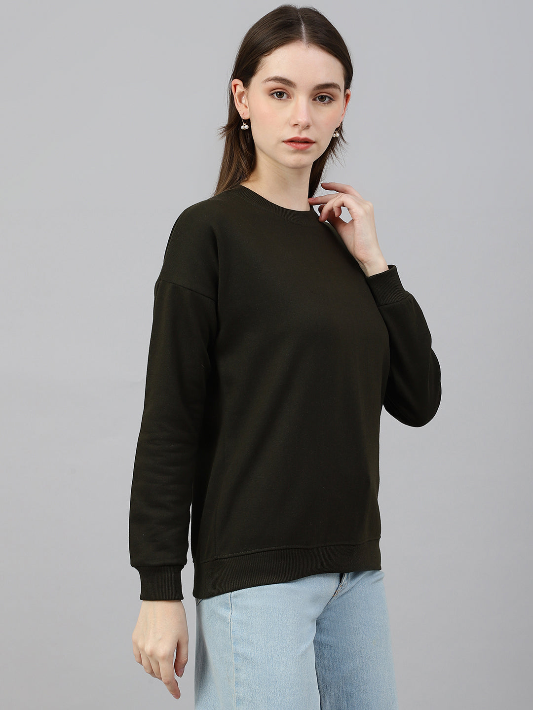 Olive Drop Shoulder Sweatshirt