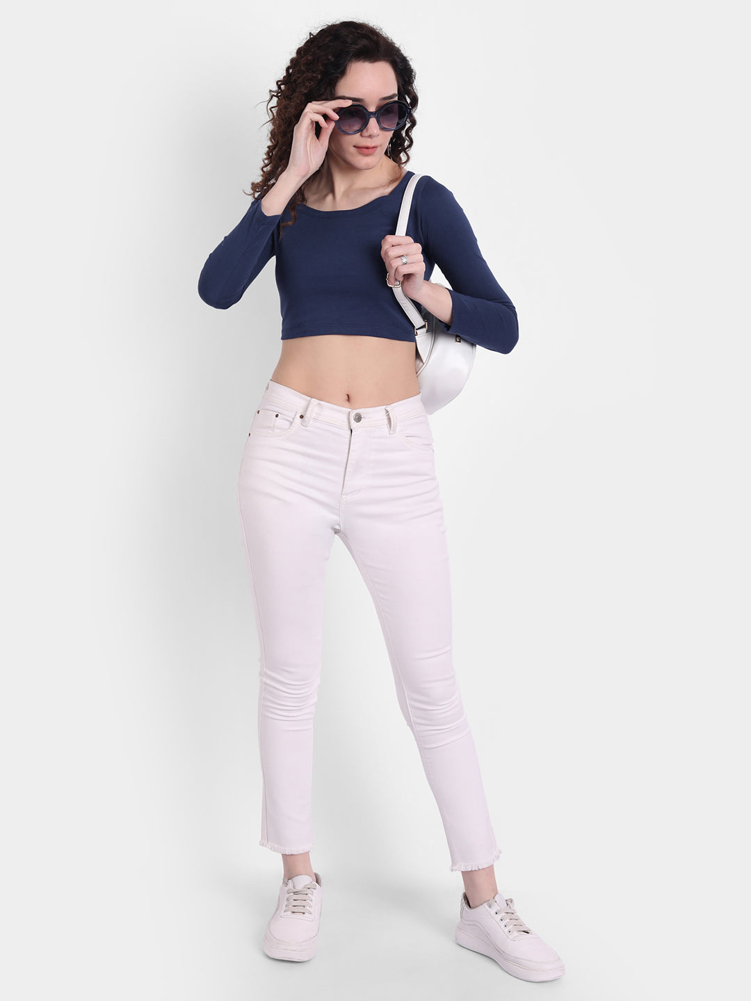 Navy Scoop Top