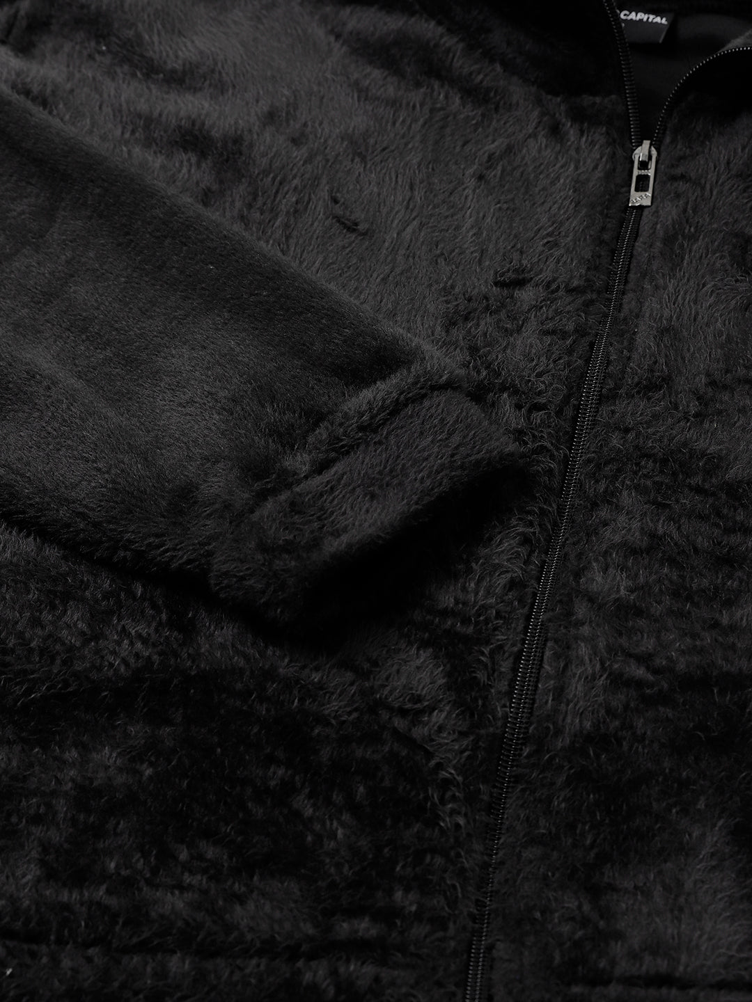 Black Oversized Fur Zipper
