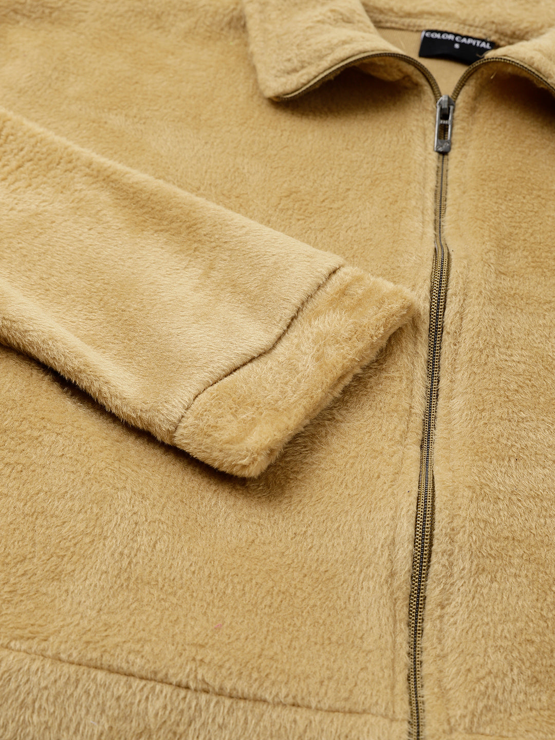 Camel Oversized Fur Zipper