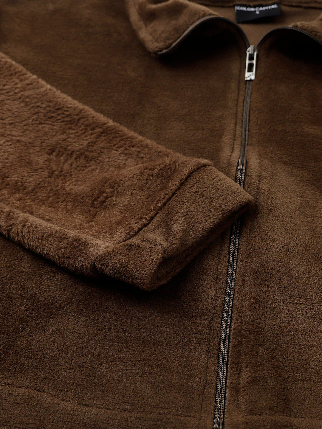 Coffee Oversized Fur Zipper
