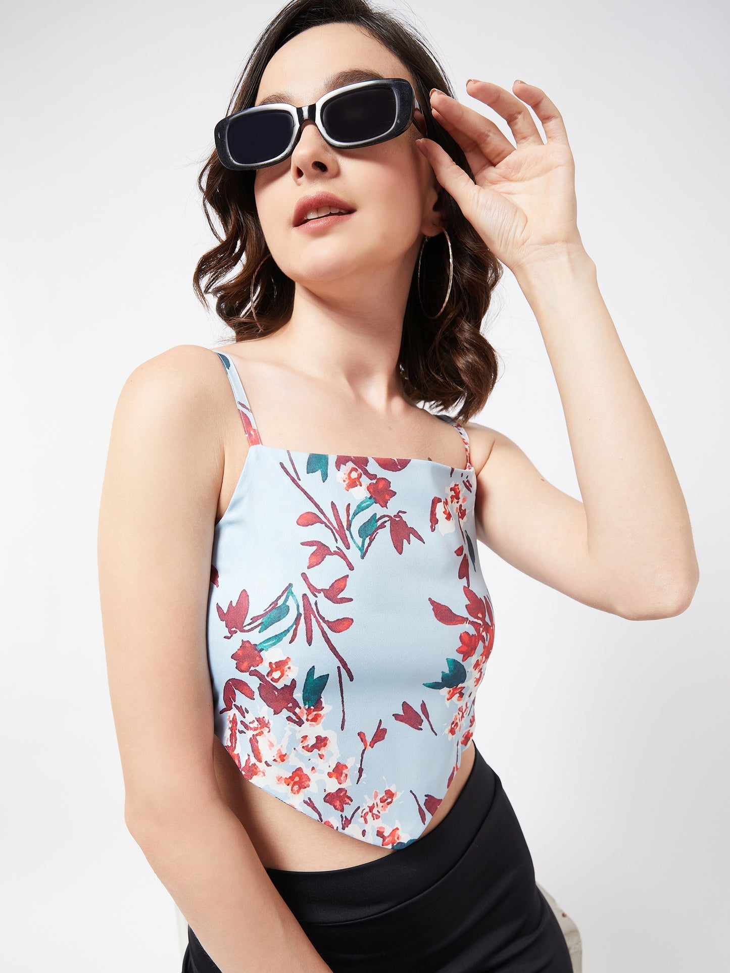 Blue Floral Crop Top