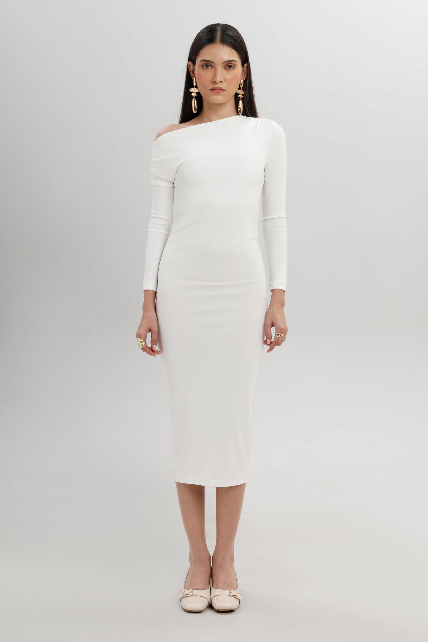 Draped One-Shoulder Maxi