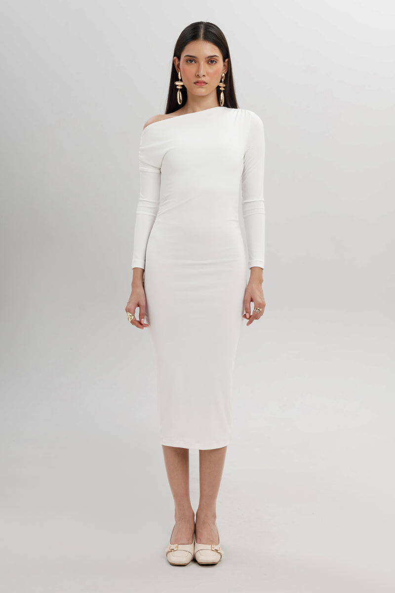 Draped One-Shoulder Maxi