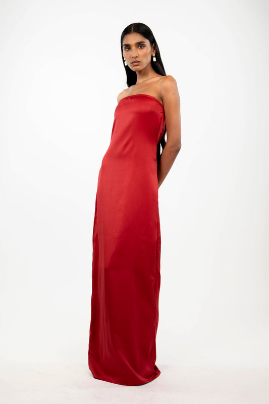Strapless Satin Maxi