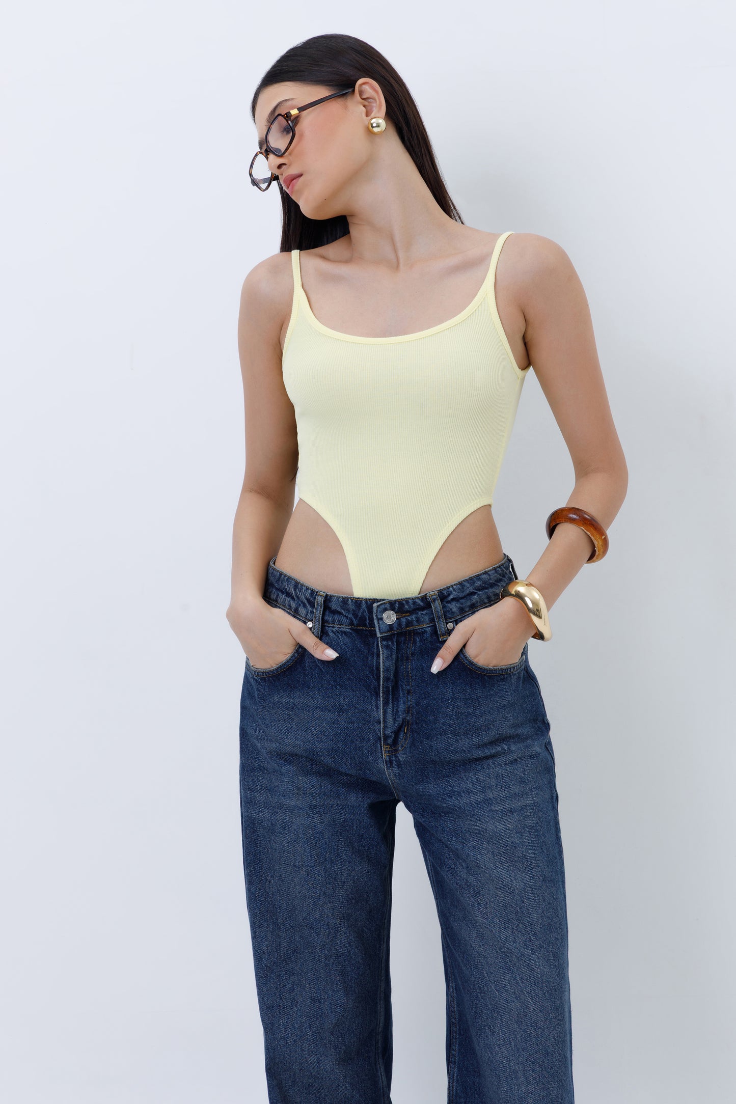 Ribbed High Cut Bodysuit