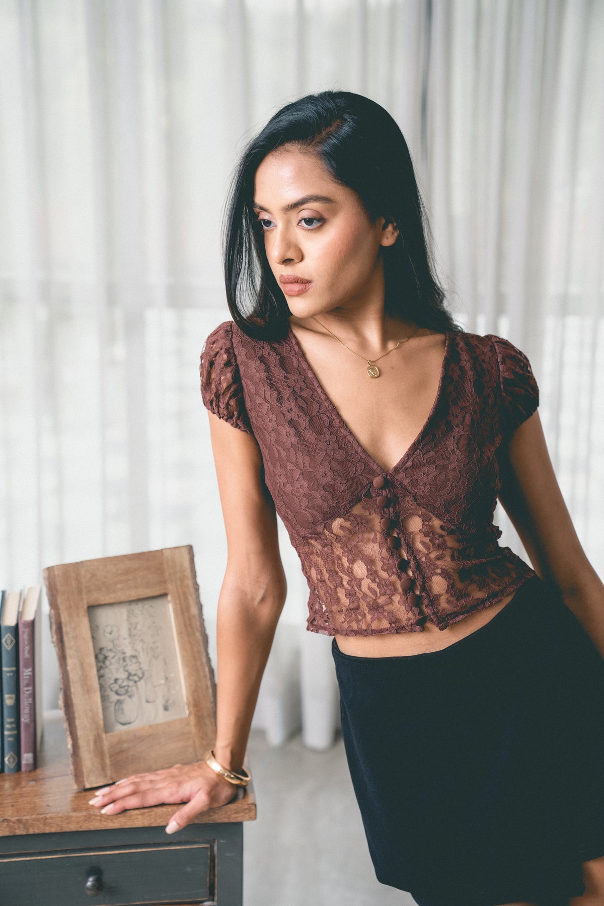 V-Neck Buttoned Top