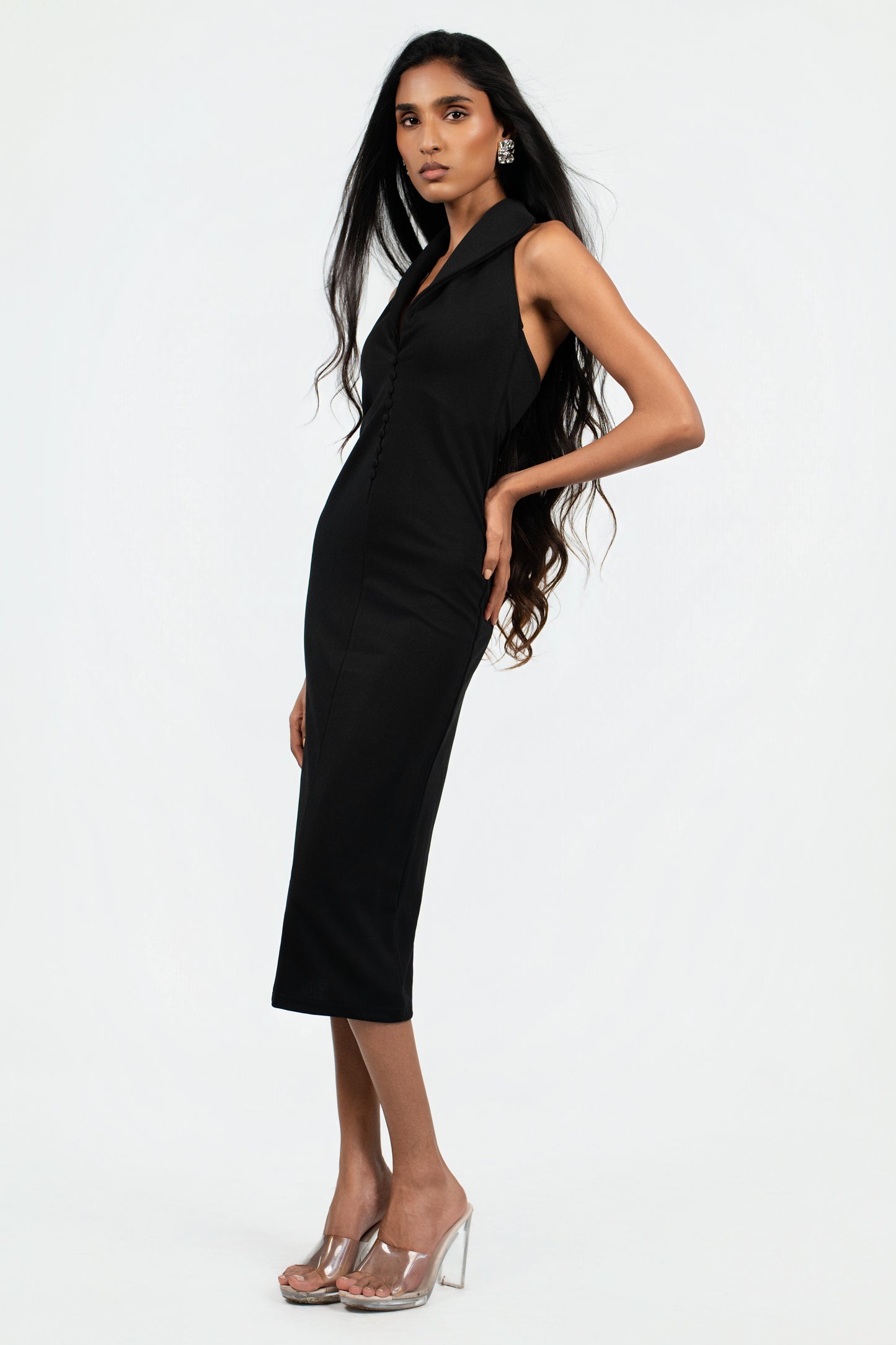 Collared Halter Midi