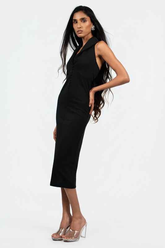 Collared Halter Midi