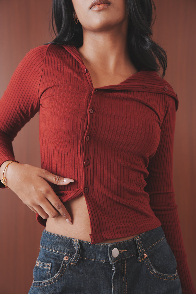 Ribbed Cardigan Top