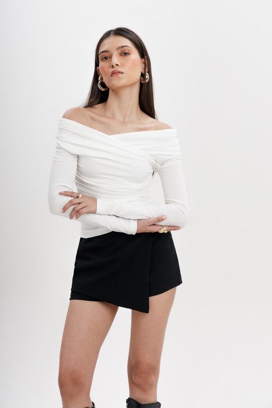 Draped Surplice Neck Top