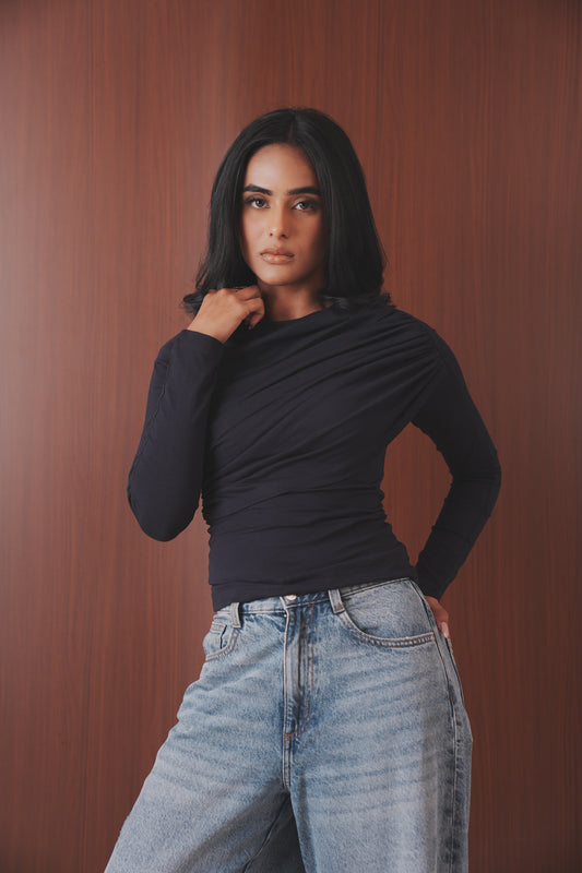 Draped Long Sleeve Top