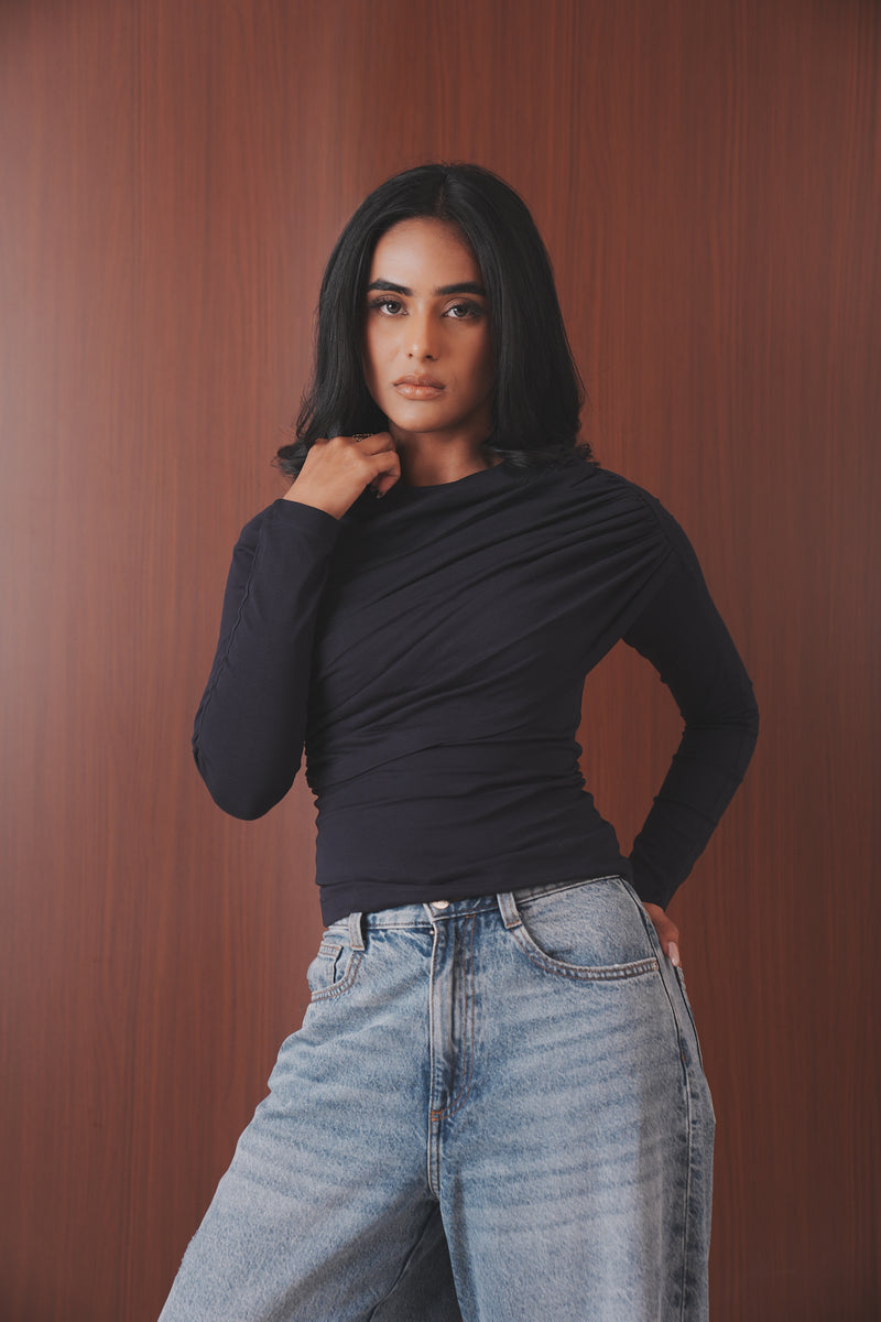 Draped Long Sleeve Top