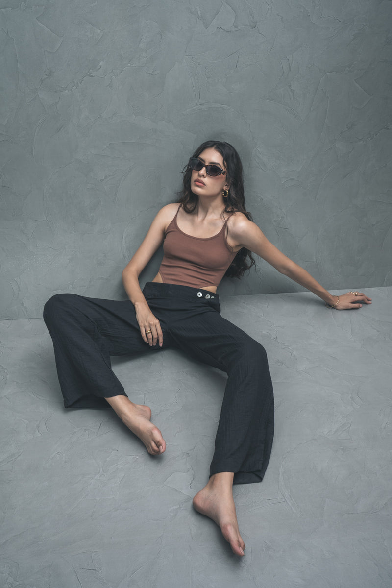 Wide-Leg Flap Trousers