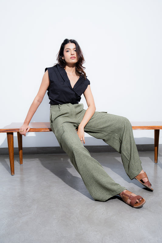 Wide-Leg Cargo Trousers