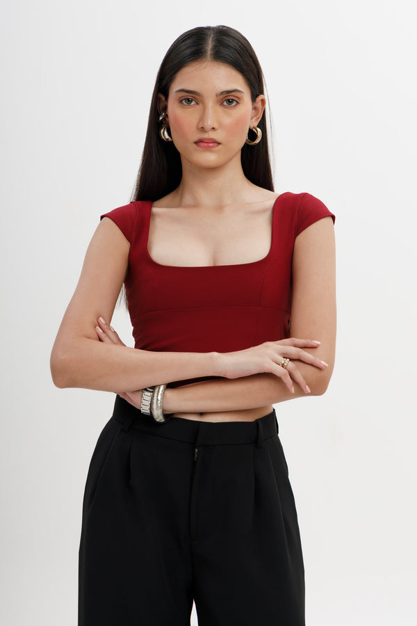Cap-Sleeve Fitted Top