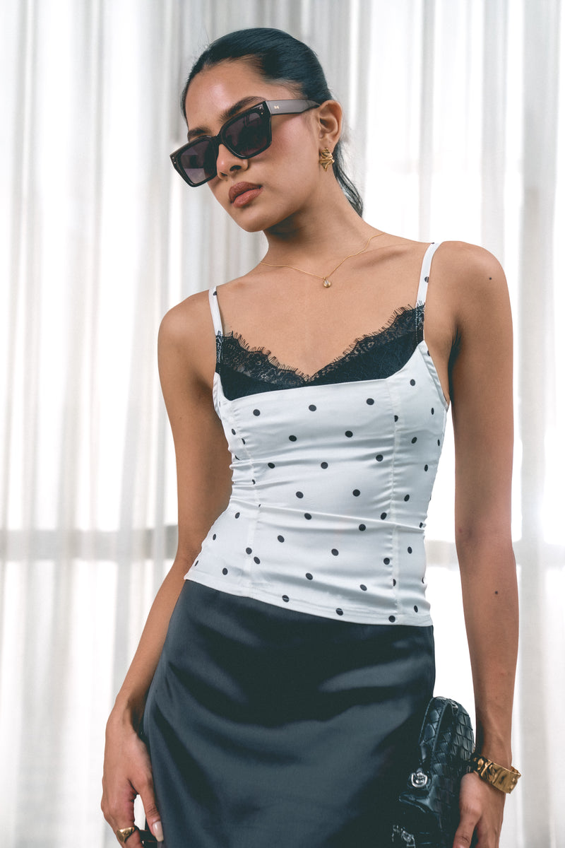 Polka Dot Satin Top