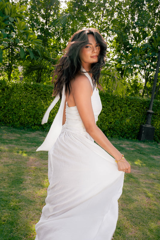 Pleated Halter Maxi