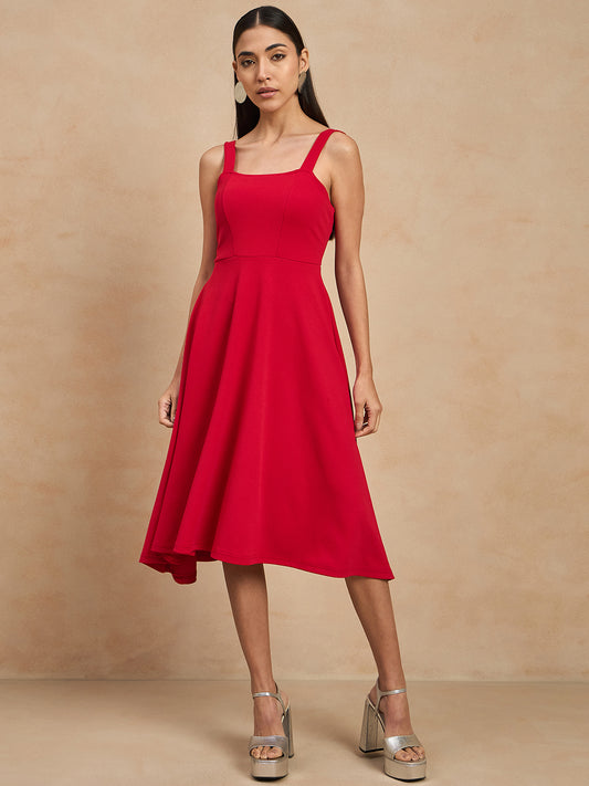 Solid Fit & Flare Dress