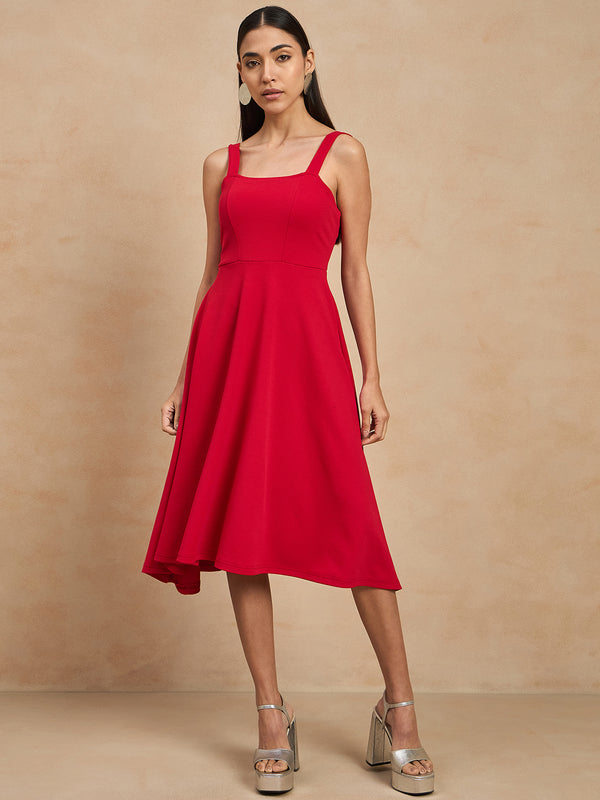 Solid Fit & Flare Dress