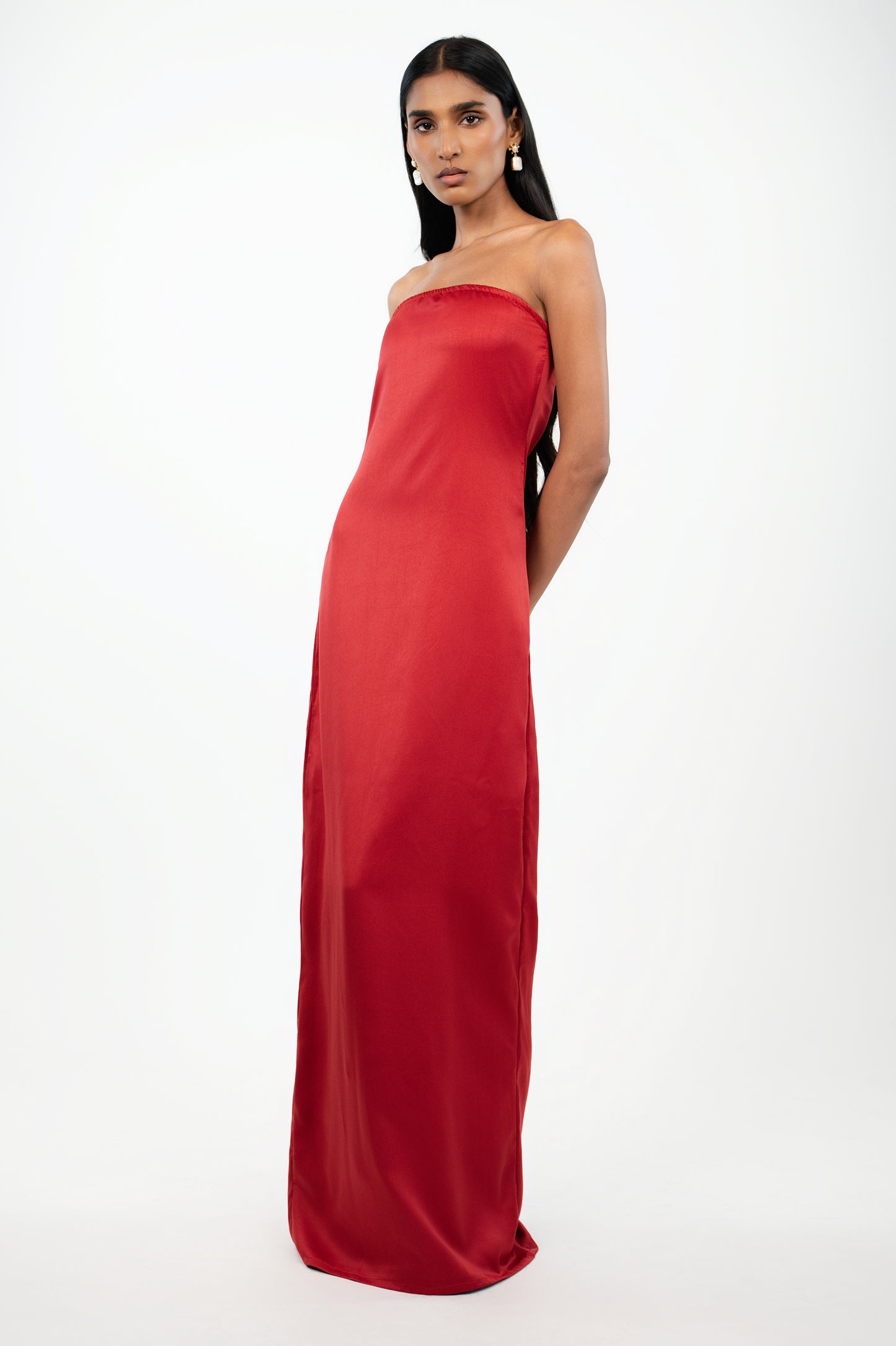 Strapless Satin Maxi