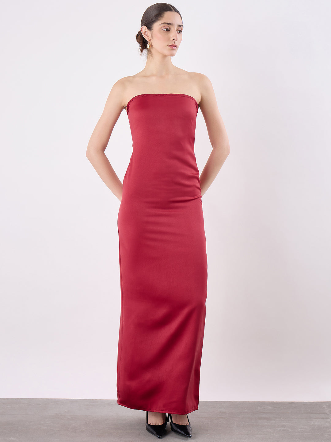 Strapless Satin Maxi