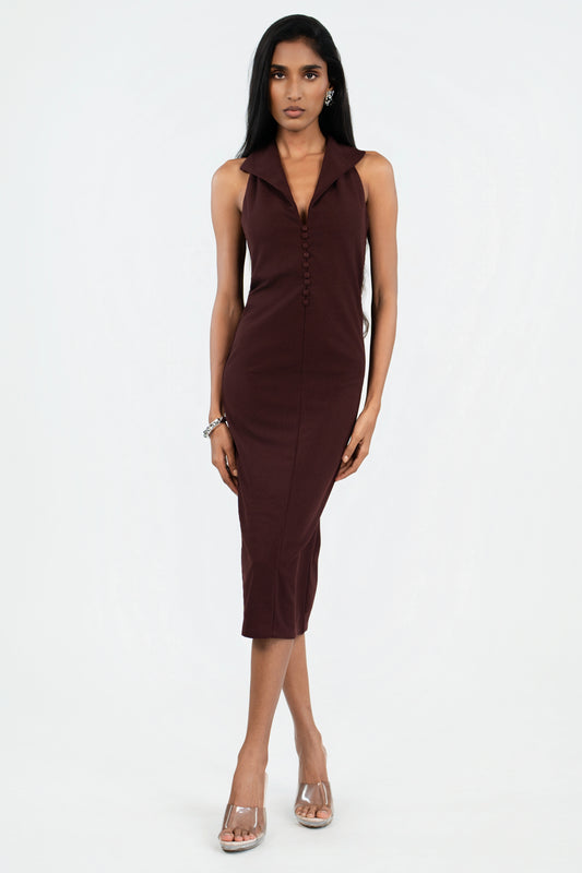 Collared Halter Midi