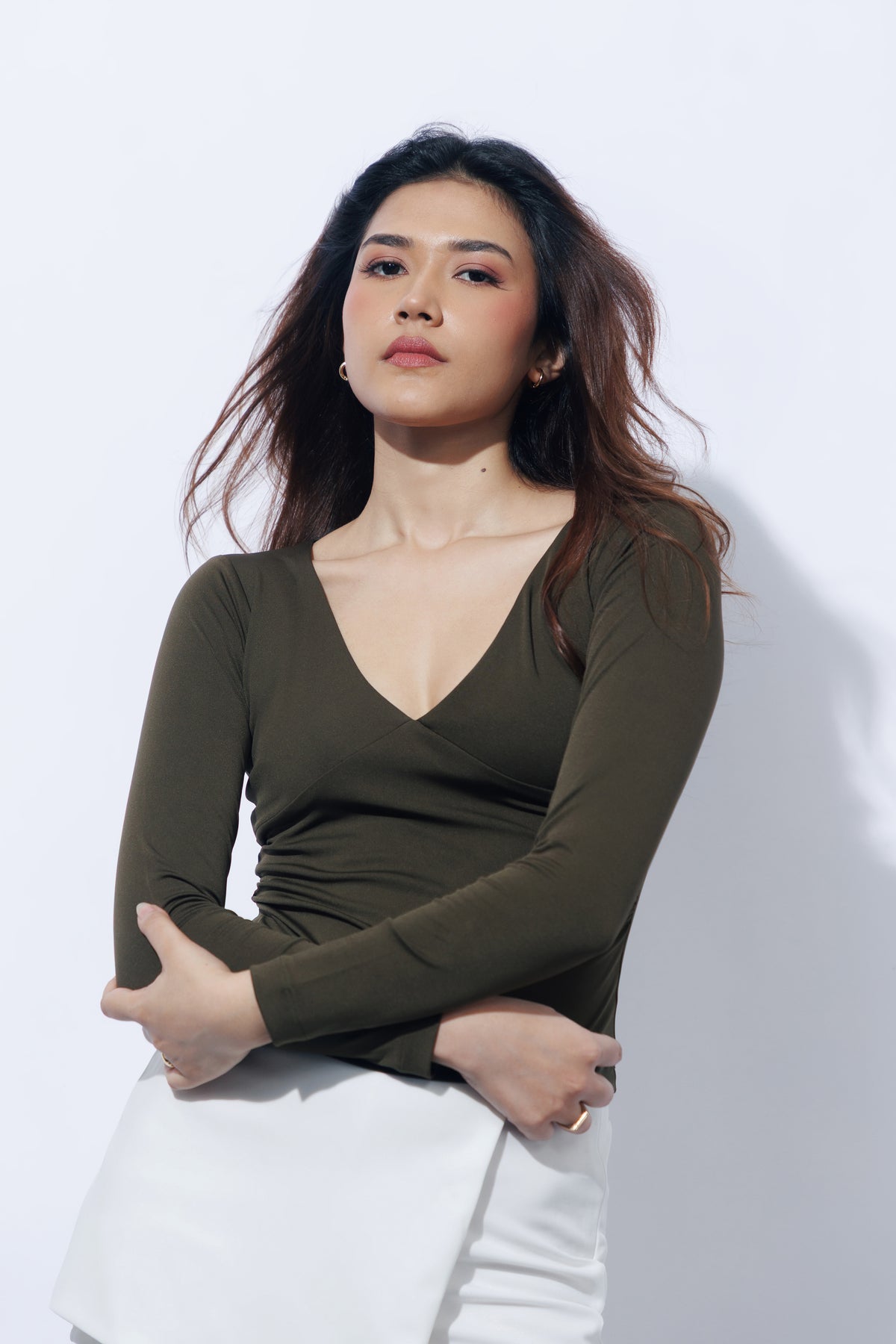 V-Neck Long Sleeve Top