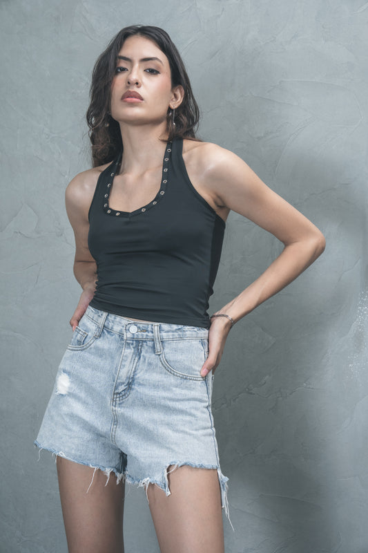 Stud Detail Halter Top