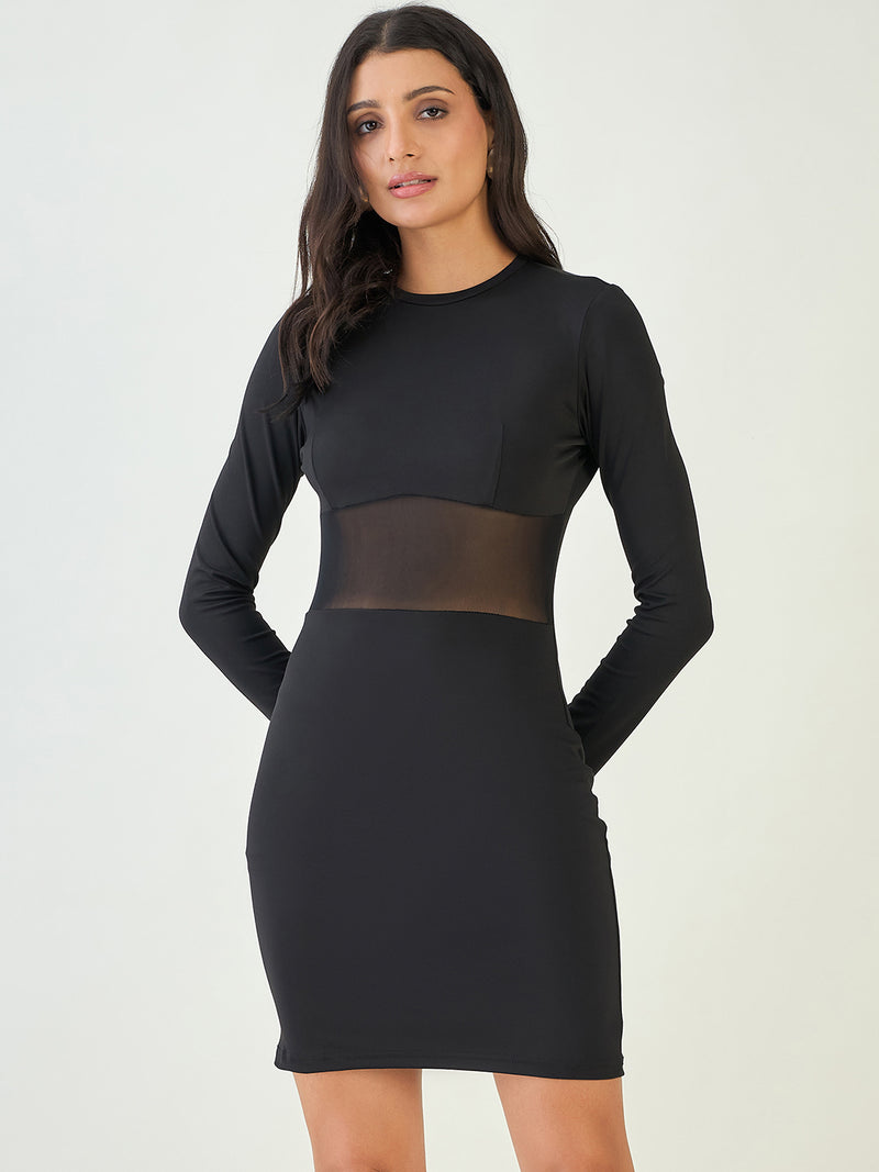 Mesh Detail Mini Dress