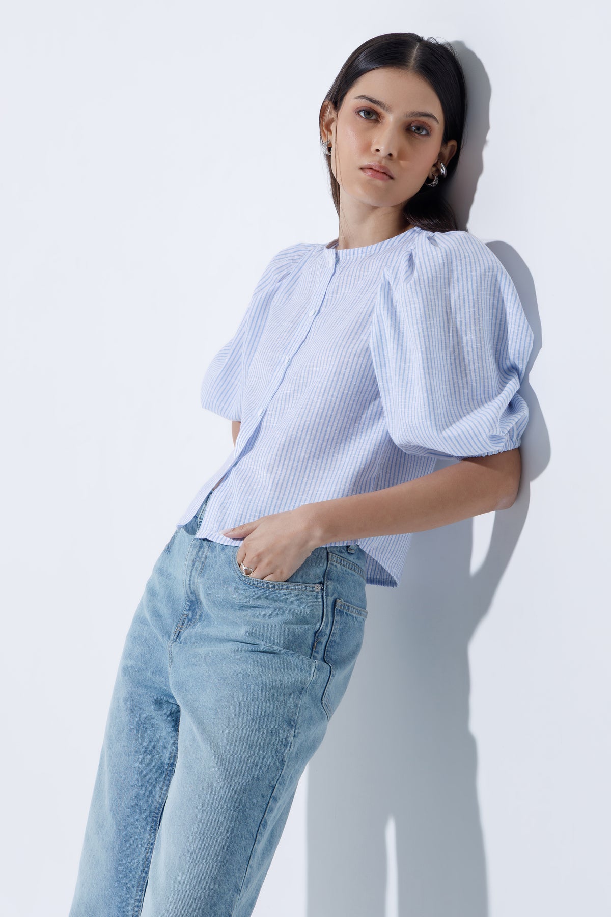 Linen-Blend Blouse
