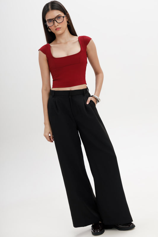 High Waist Flared Trousers