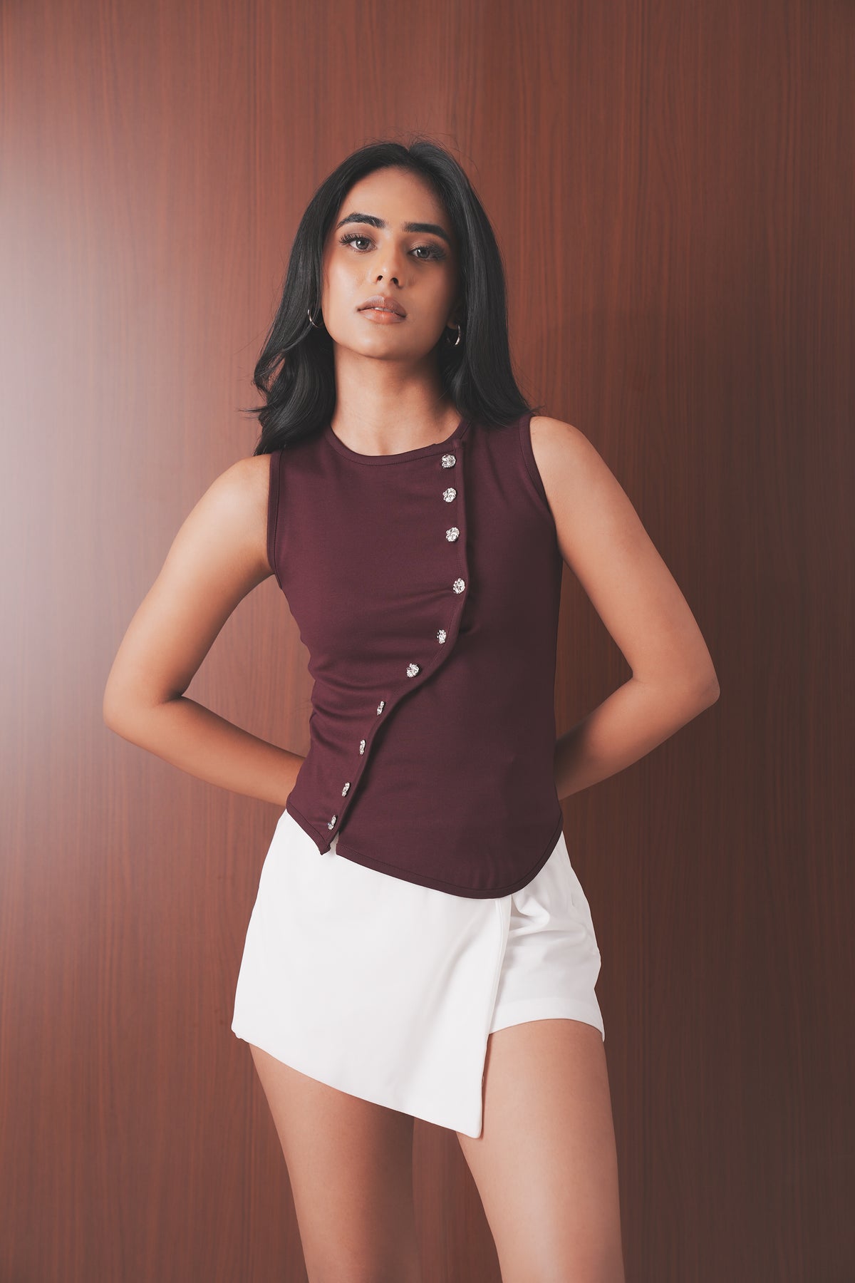 Asymmetric Button Top