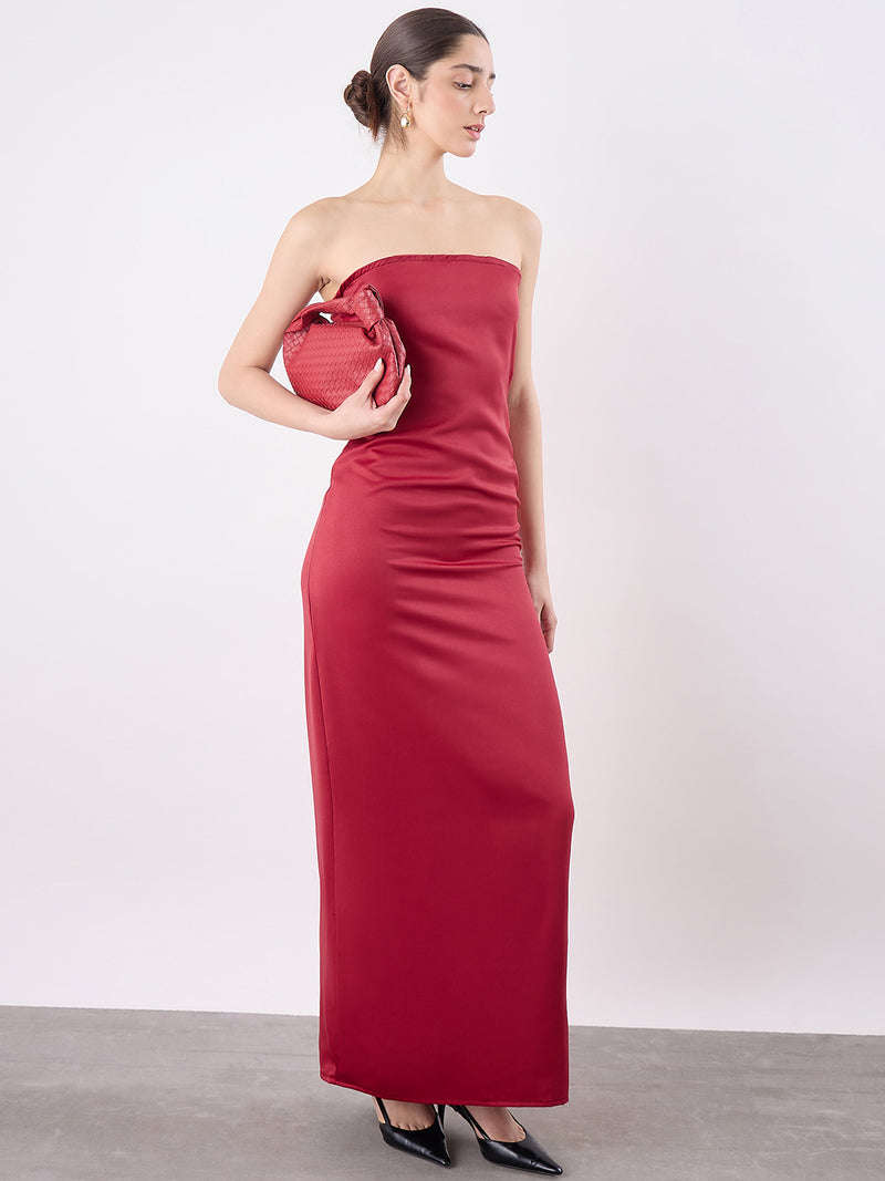 Strapless Satin Maxi
