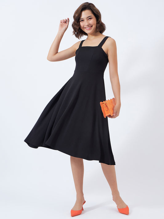 Solid Fit & Flare Dress