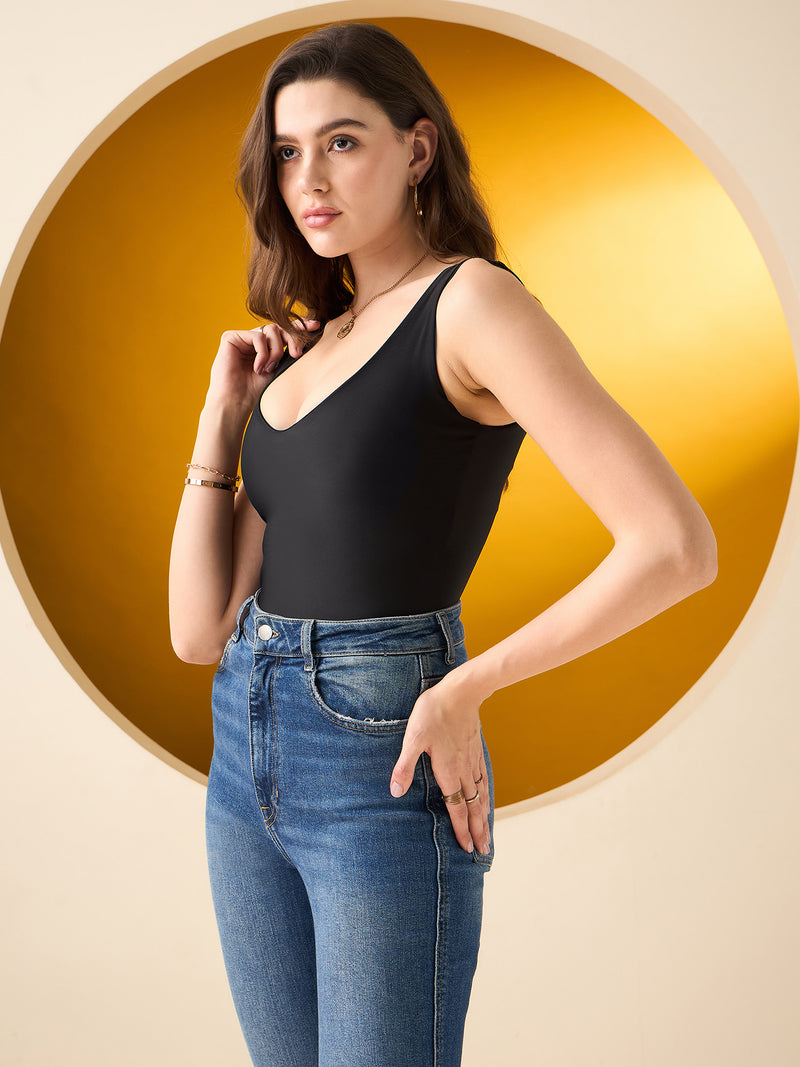 Solid Plunge Neckline Bodysuit