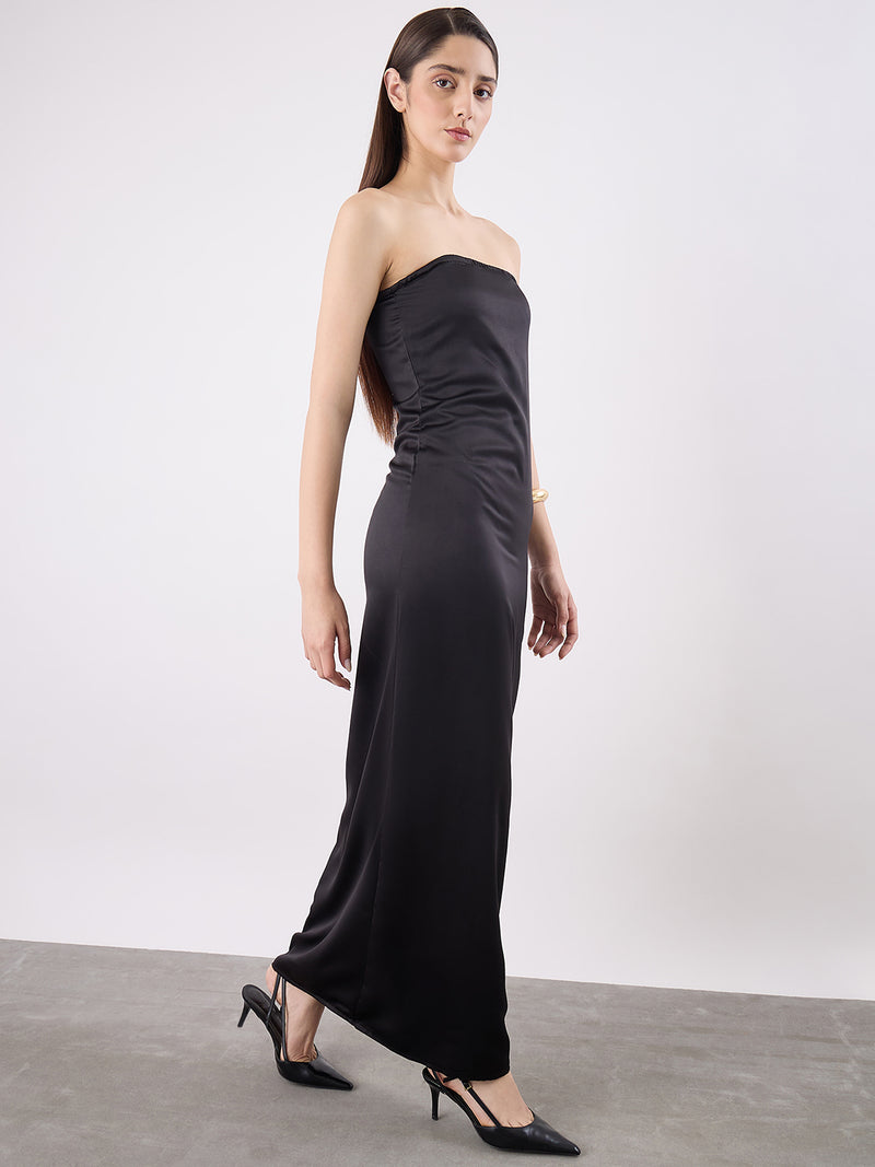 Strapless Satin Maxi