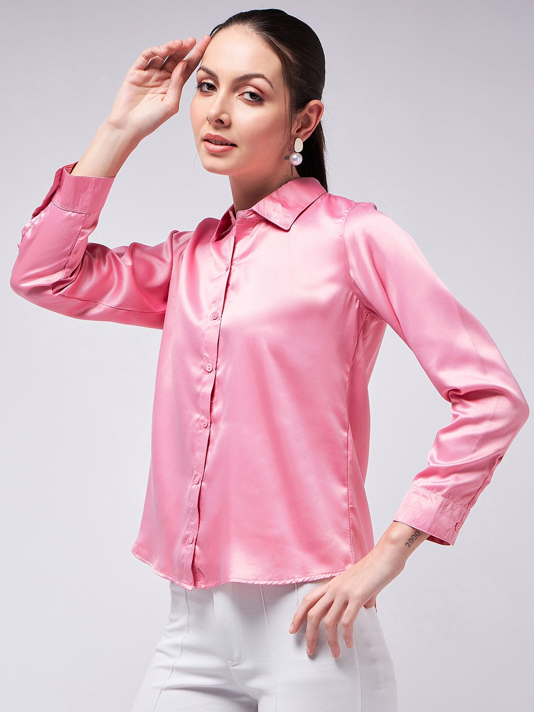 Pink Satin Shirt