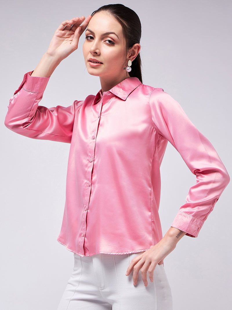 Pink Satin Shirt