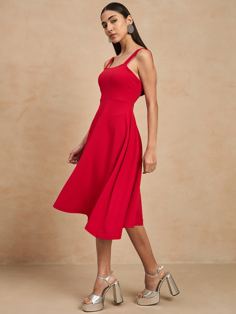 Solid Fit & Flare Dress