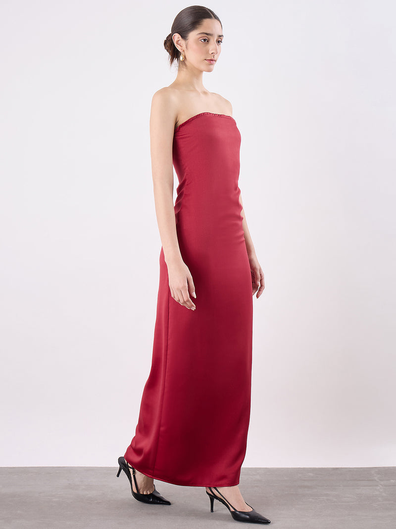 Strapless Satin Maxi