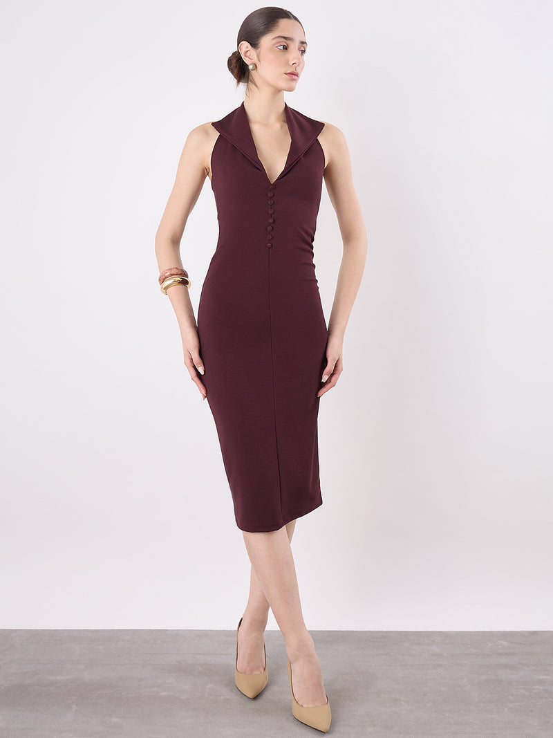 Collared Halter Midi