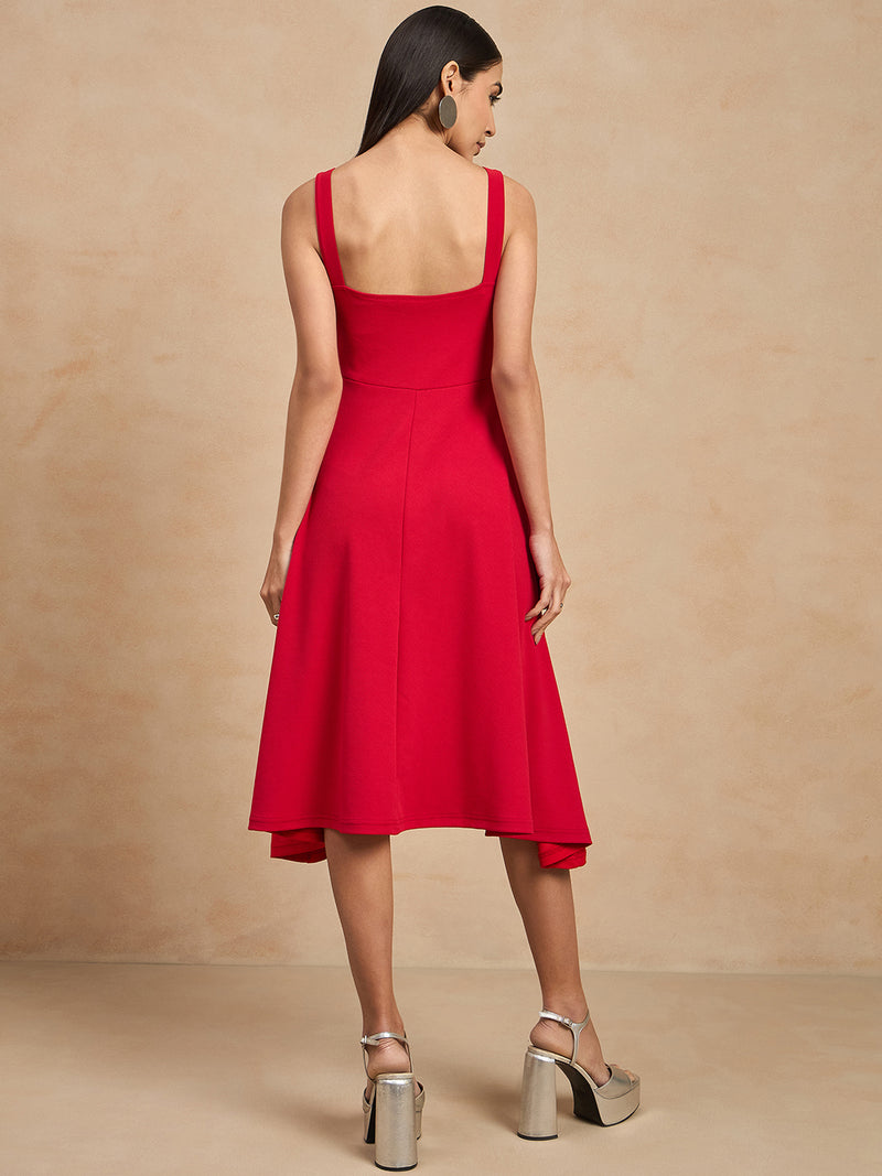 Solid Fit & Flare Dress