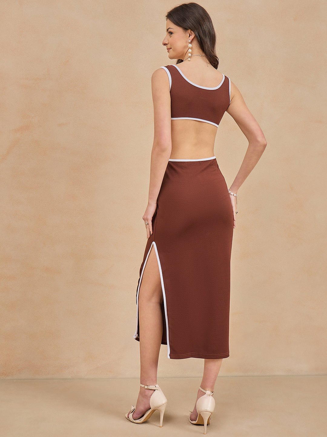 Contrast Knitted Midi Dress