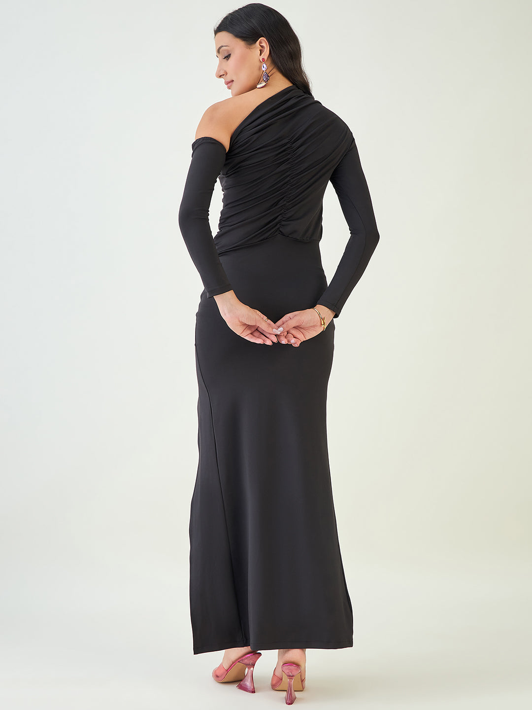 Off Shoulder Ruched Maxi Dress