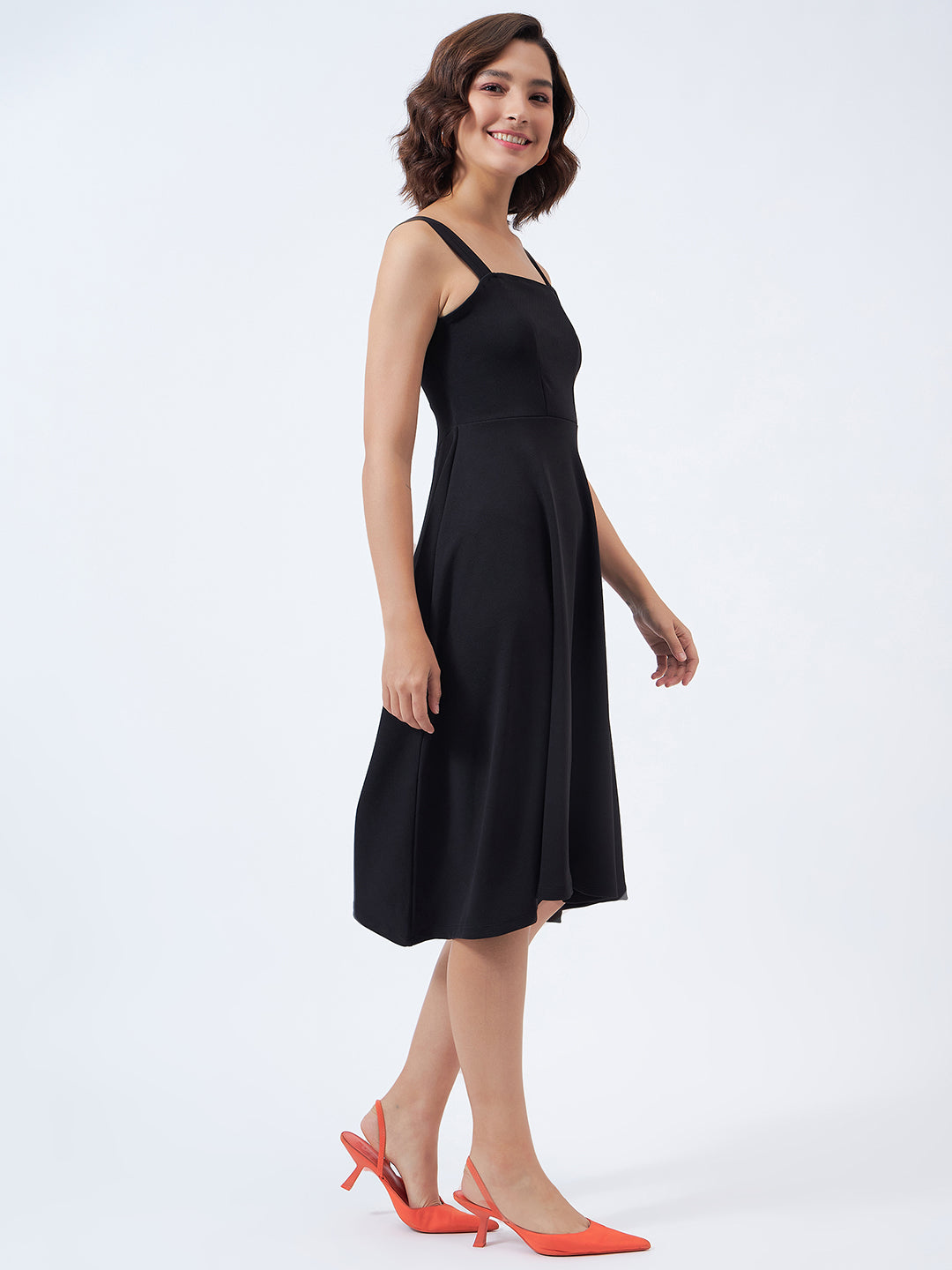 Solid Fit & Flare Dress